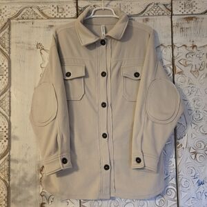 Zenana Womens Oversized Fleece Shacket TAN Soft Warm Cream